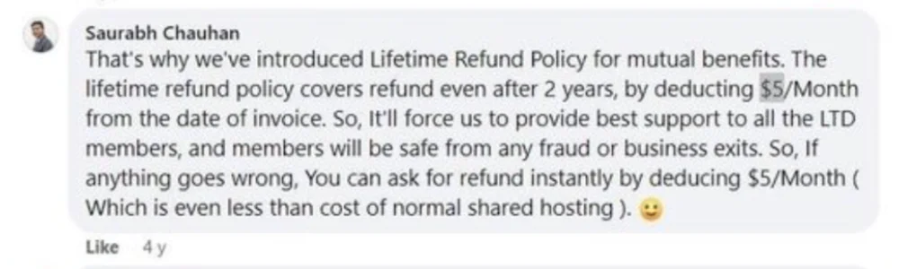 saurabh promise of refund policy